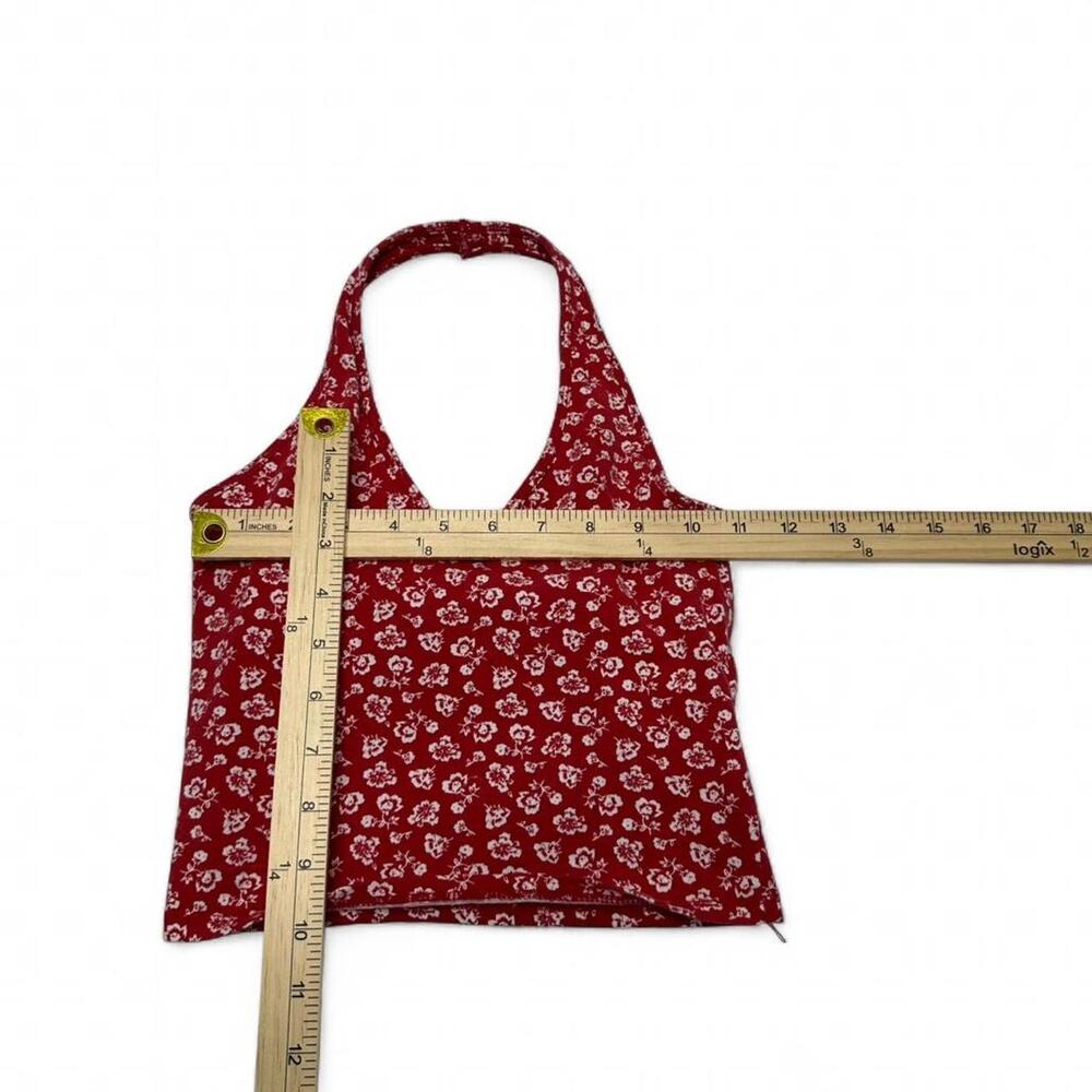 Hollister Must Have Red Floral Halter Neck Top Size Small 96 % Cotton - Picture 4 of 6